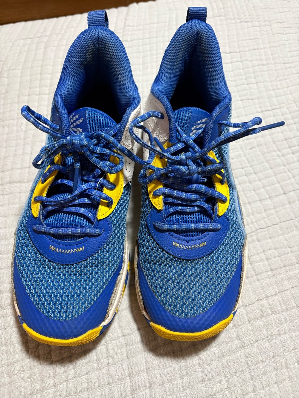 Steph Curry Under Armour Blue and Yellow Kids Sneakers